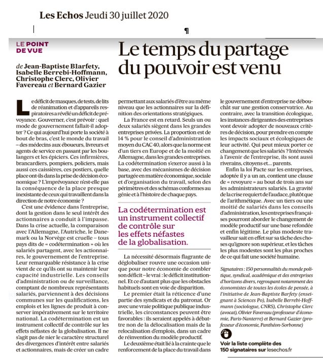 Pierre Ferracci, signataire de la Tribune "Le temps du partage du pouvoir est venu" dans Les EchosOpinion | Le temps du partage du pouvoir est venu