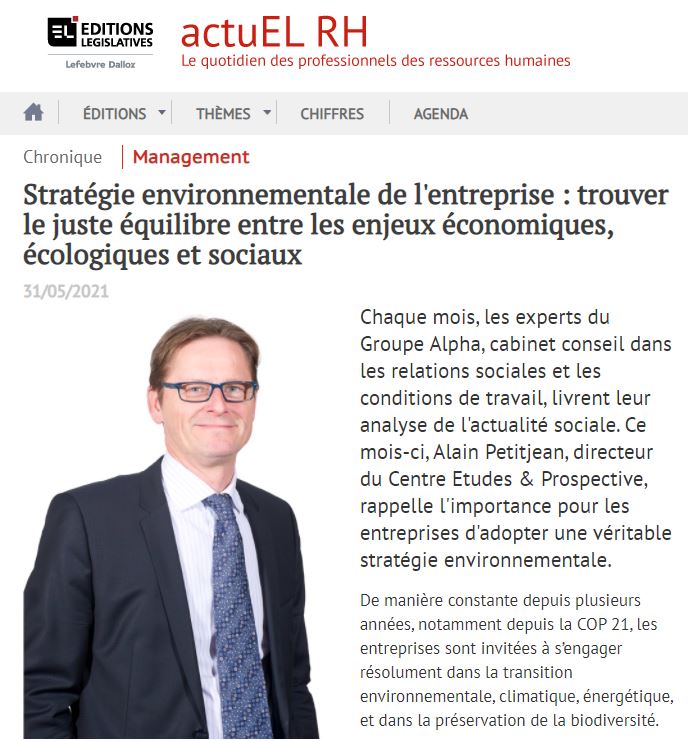 "Stratégie environnementale de l'entreprise : trouver le juste équilibre entre les enjeux économiques, écologiques et sociaux"