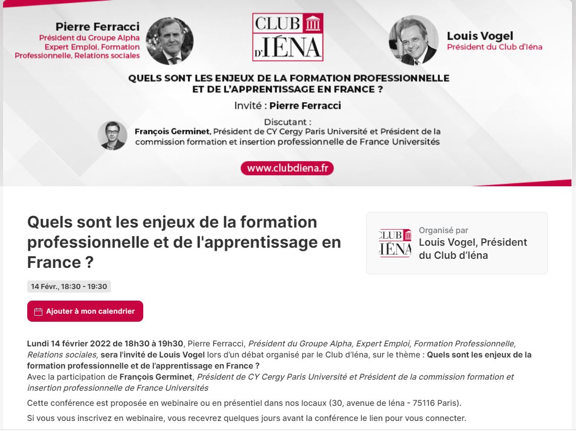 [ Replay ] Pierre Ferracci était l'invité du Club d'Iéna le 14 février 2022