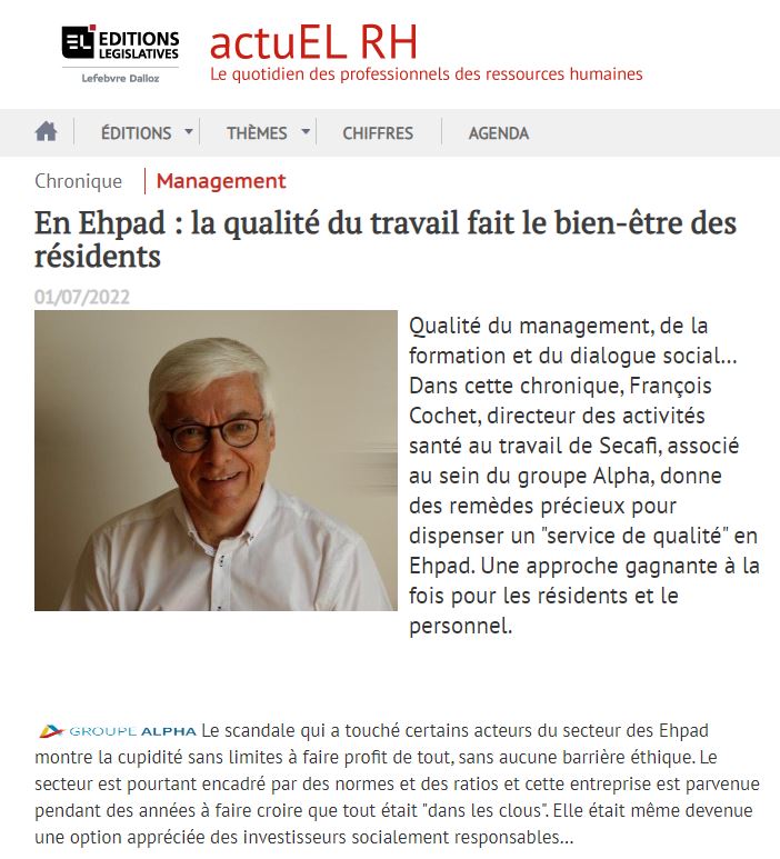 En Ehpad : la qualité du travail fait le bien-être des résidents