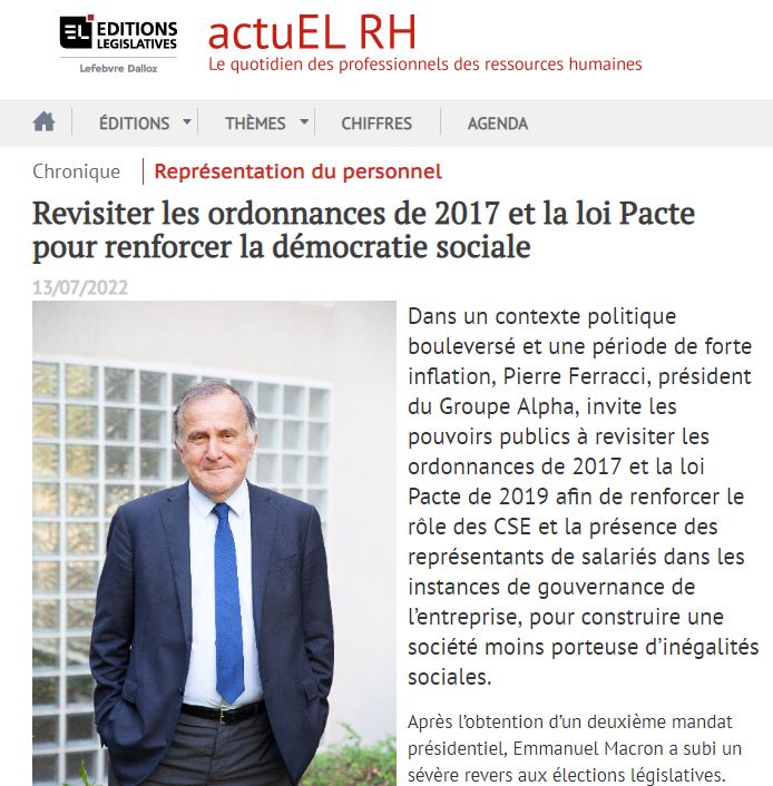 Revisiter les ordonnances de 2017 et la loi Pacte pour renforcer la démocratie sociale