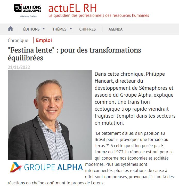 "Festina lente" : pour des transformations équilibrées