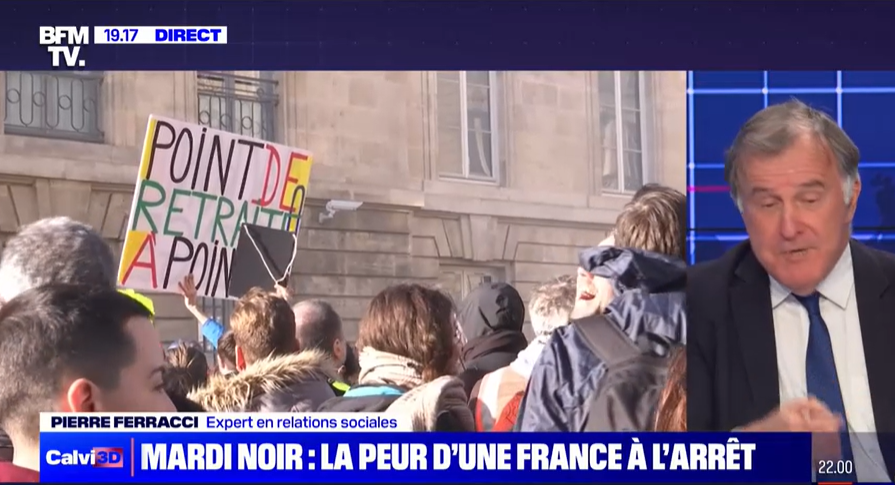 Pierre Ferracci était l'invité d'Yves Calvi dans Calvi 3D sur BFMTV le 2 mars 2023