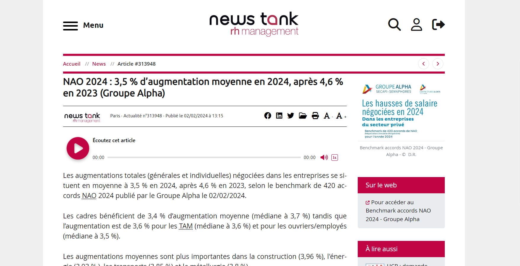 La note NAO 2024 du Centre Etudes & Data dans la presse