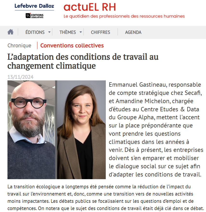 L’adaptation des conditions de travail au changement climatique