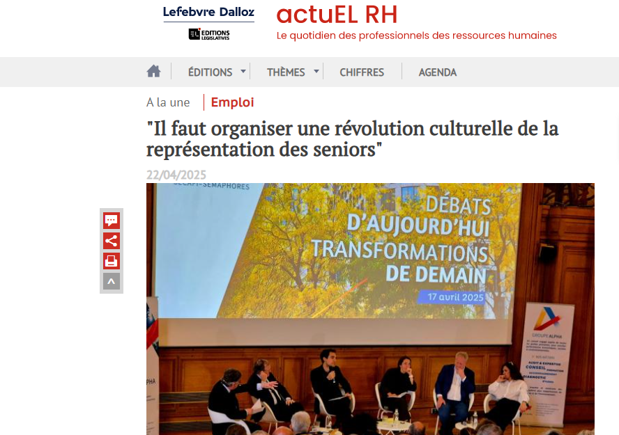 "Il faut organiser une révolution culturelle de la représentation des seniors" in actuEL-RH