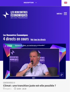 "Climat : une transition juste est-elle possible ?" aux Rencontres économiques d'Aix-en-Provence, avec Pierre Ferracci "Climat : une transition juste est-elle possible ?" aux Rencontres économiques d'Aix-en-Provence, avec Pierre Ferracci