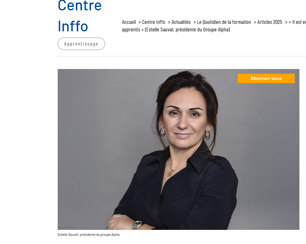 " Il est encore nécessaire d'encourager les entreprises à recruter des apprentis", une interview d'Estelle Sauvat in Centre-Inffo
