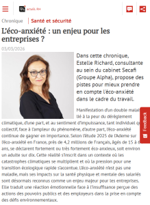 "L’éco-anxiété : un enjeu pour les entreprises ?" Une chronique d'Estelle Richard actuEL-RH