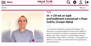 Yoan Guérin répond aux questions de News Tank RH sur les enjeux de l'intelligence artificielle pour les acteurs de l'entreprise