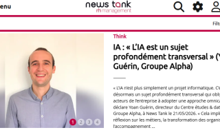 Yoan Guérin répond aux questions de News Tank RH sur les enjeux de l'intelligence artificielle pour les acteurs de l'entreprise