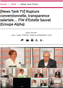 Estelle Sauvat répond aux questions de News Tank TV : Rupture conventionnelle, transparence salariale…