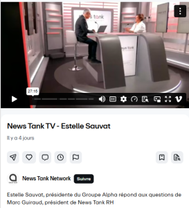 Estelle Sauvat répond aux questions de News Tank TV : Rupture conventionnelle, transparence salariale…
