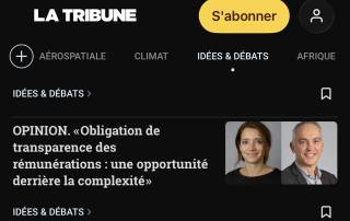 « Obligation de transparence des rémunérations : une opportunité derrière la complexité », de Marie-Astrid Clergeau et Philippe Hancart in La Tribune